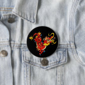 Badge Rond 7,6 Cm Magnifique Dragon Oriental (En situation)