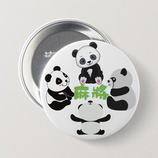 Badge Rond 7,6 Cm Mahjong Panda Cute Funny (Devant & derrière)