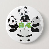 Badge Rond 7,6 Cm Mahjong Panda Cute Funny (Devant)