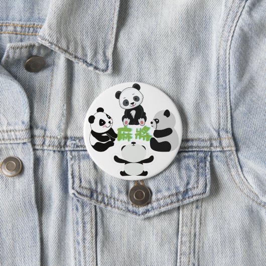 Badge Rond 7,6 Cm Mahjong Panda Cute Funny (En situation)