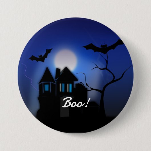 Badge Rond 7,6 Cm Maison effrayante, Hou ! (Devant)