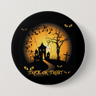 Badge Rond 7,6 Cm Maison hantée Halloween grande, bouton rond de 3 p