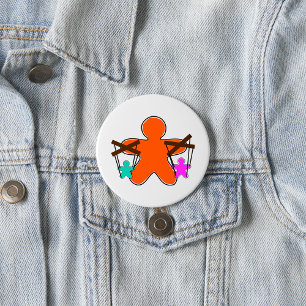 Badge Rond 7,6 Cm Maître de Marionnettes en Pain d'Épices Contrôlant