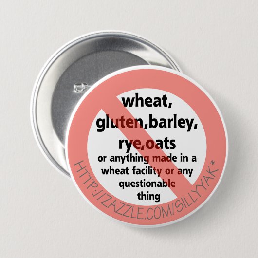 BADGE ROND 7,6 CM MALADIE COELIAQUE (Devant & derrière)