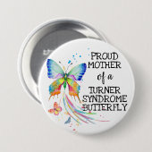 Badge Rond 7,6 Cm Maladie de Turner mère de conscience papillon (Devant & derrière)