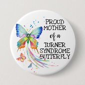 Badge Rond 7,6 Cm Maladie de Turner mère de conscience papillon (Devant)