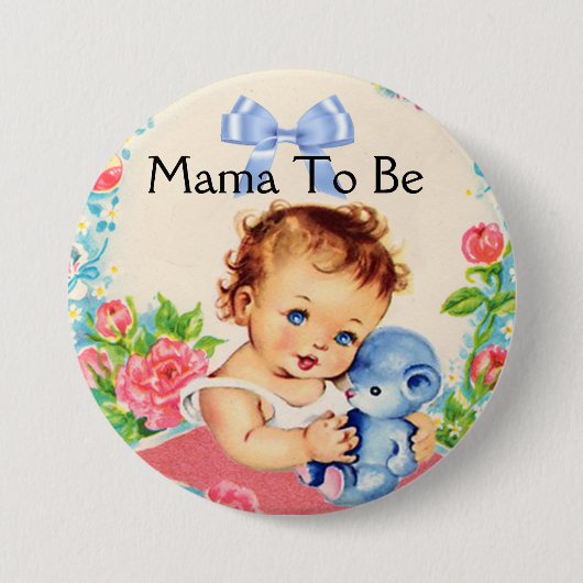 Badge Rond 7,6 Cm Mama à être baby shower bouton avec Vintage Graphi (Devant)