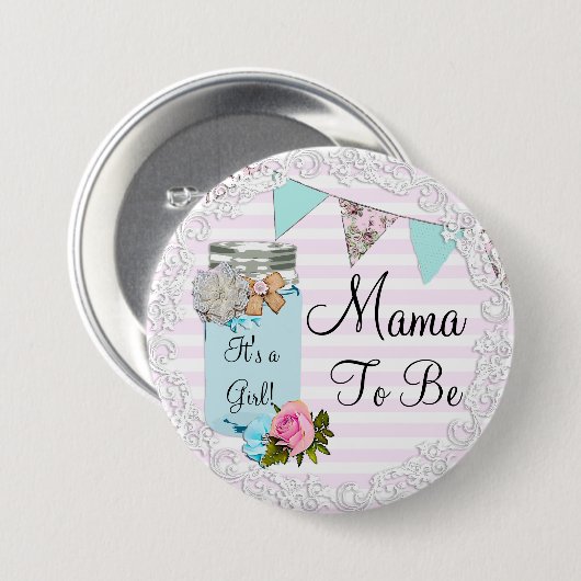 Badge Rond 7,6 Cm Mama sera Blue Mason Jar Rustic Button (Devant & derrière)