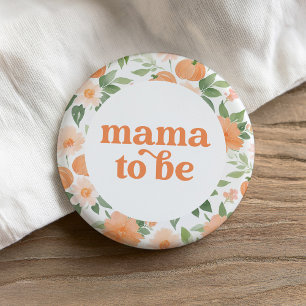 Badge Rond 7,6 Cm Mama sera un Baby shower Citrouille floral