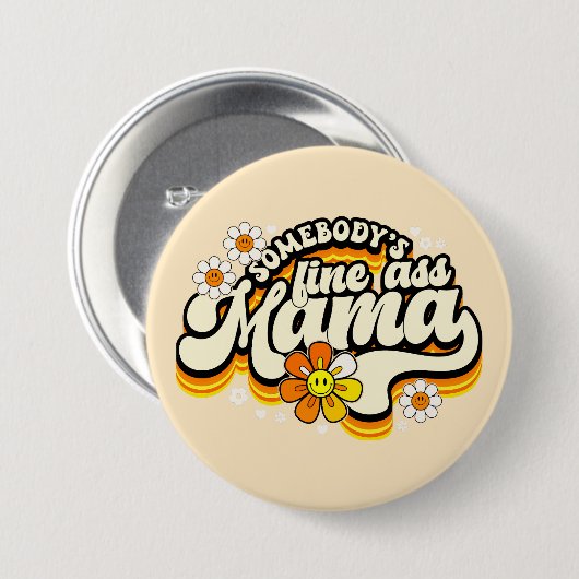 Badge Rond 7,6 Cm Mama super (Devant & derrière)