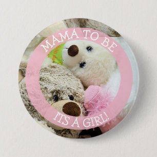 Badge Rond 7,6 Cm Mama to be, bouton baby shower, Nounours