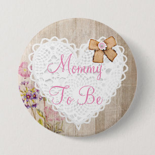 Badge Rond 7,6 Cm Maman à être bouton floral chic minable de baby