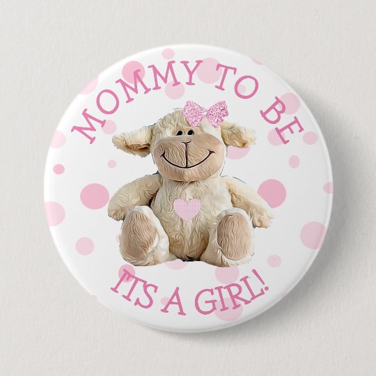 Badge Rond 7,6 Cm Maman à être bouton rose de baby shower d'agneau