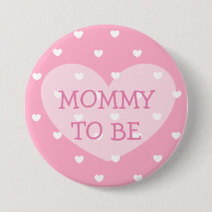Badge Rond 7,6 Cm Maman à être bouton rose de baby shower de coeurs