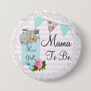 Badge Rond 7,6 Cm Maman à être bouton rustique bleu de pot de maç