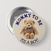 Badge Rond 7,6 Cm Maman à être, Teddy Bear Baby shower Button (Devant & derrière)