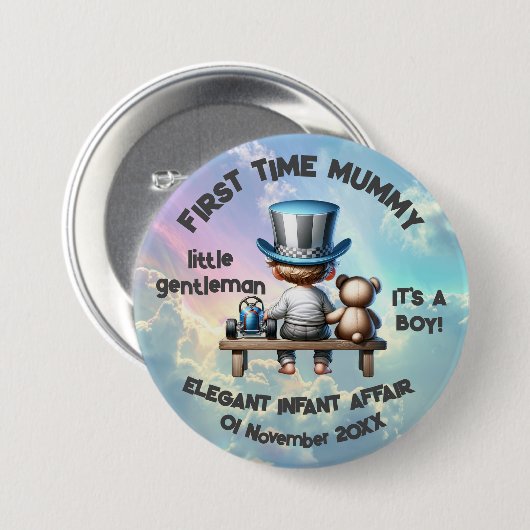 Badge Rond 7,6 Cm Maman - C'est un garçon | (Devant & derrière)