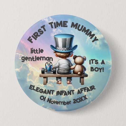 Badge Rond 7,6 Cm Maman - C'est un garçon | (Devant)