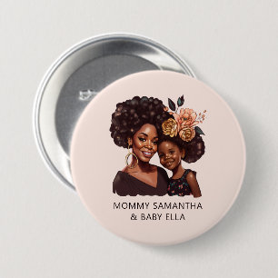 Badge Rond 7,6 Cm Maman et fille noire personnalisée (20)