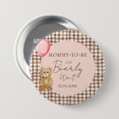 Badge Rond 7,6 Cm Maman peut attendre bébé Baby shower fille (Devant & derrière)