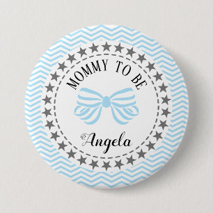 Badge Rond 7,6 Cm Maman pour être nouvelle mère Baby shower Blue B