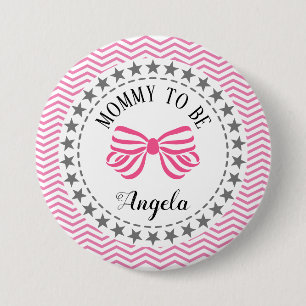 Badge Rond 7,6 Cm Maman pour être nouvelle mère Baby shower rose Bow