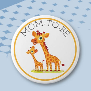 Badge Rond 7,6 Cm Maman sera Baby shower Giraffe