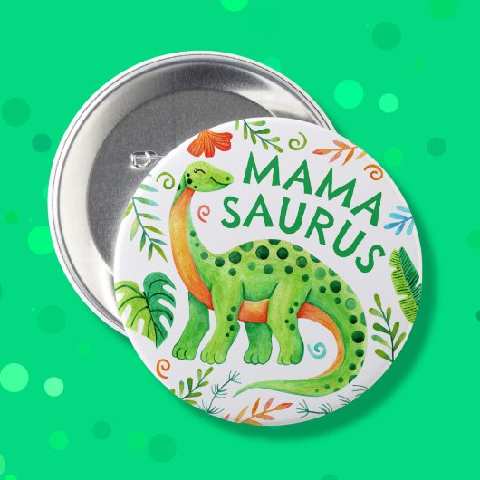 Badge Rond 7,6 Cm Mamasaurus Dinosaur Maman du garçon d'anniversaire