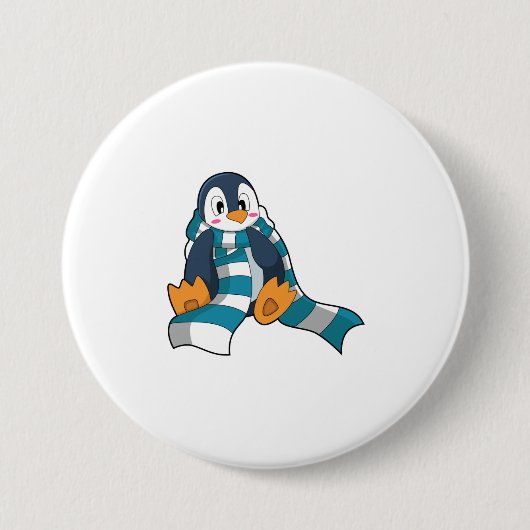 Badge Rond 7,6 Cm Manchot avec écharpe (Devant)