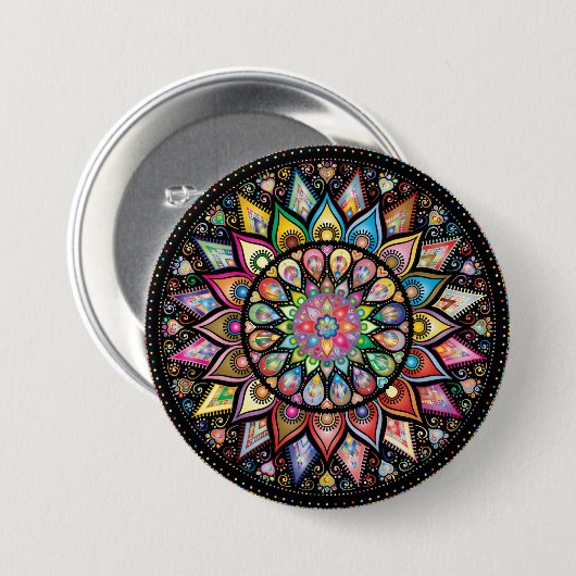Badge Rond 7,6 Cm Mandala (Devant & derrière)