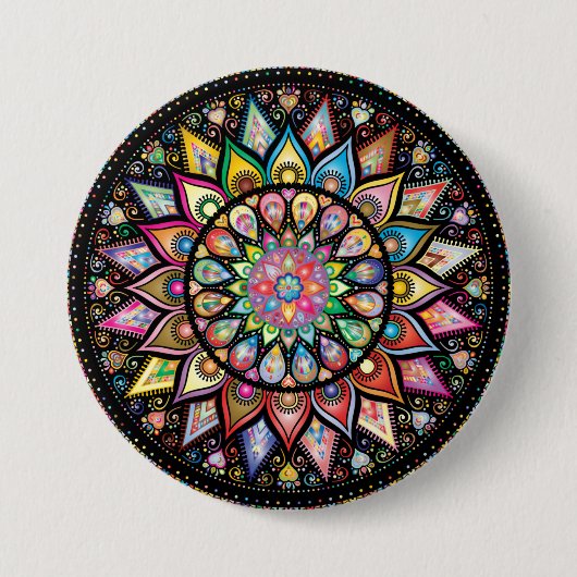 Badge Rond 7,6 Cm Mandala (Devant)