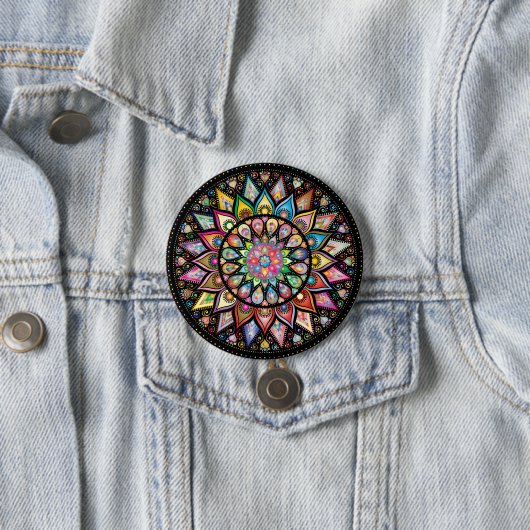 Badge Rond 7,6 Cm Mandala (En situation)