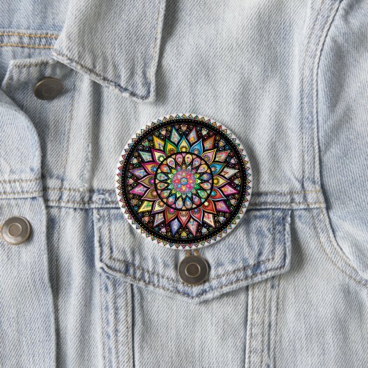 Badge Rond 7,6 Cm Mandala (En situation)