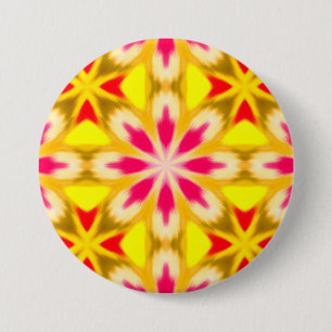 Badge Rond 7,6 Cm Mandala Tie-Dye sans couture rose citron jaune ora