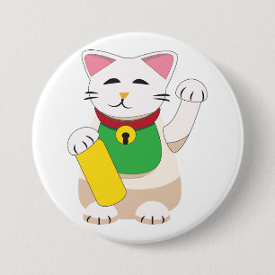 Badge Rond 7,6 Cm Maneki Neko ou le chat Beckoning