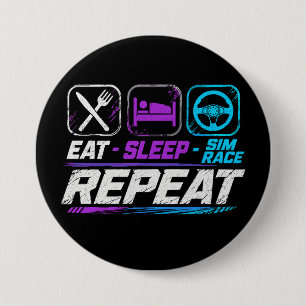 Badge Rond 7,6 Cm Manger dormir sim course répéter pour les fans de