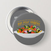 Badge Rond 7,6 Cm Mangez vos Légumes Citer salade fraîche mélange bo (Devant & derrière)