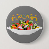 Badge Rond 7,6 Cm Mangez vos Légumes Citer salade fraîche mélange bo (Devant)