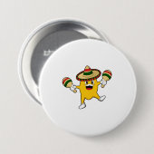 Badge Rond 7,6 Cm Mango comme musicien avec Maraca (Devant & derrière)