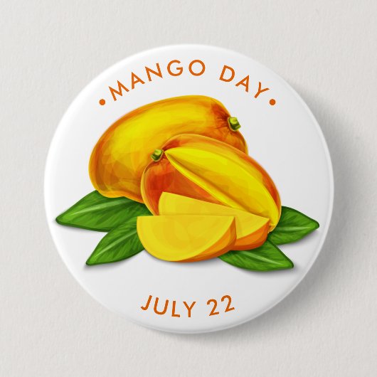 Badge Rond 7,6 Cm Mango Day, aquarelle mangue (Devant)