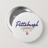 Badge Rond 7,6 Cm Manuscrit de Pittsburgh (Devant & derrière)