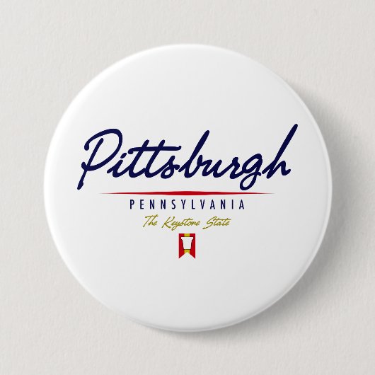 Badge Rond 7,6 Cm Manuscrit de Pittsburgh (Devant)