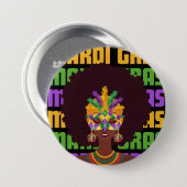 Badge Rond 7,6 Cm MARDI GRAS Afro Queen (Devant & derrière)