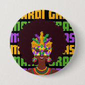 Badge Rond 7,6 Cm MARDI GRAS Afro Queen (Devant)