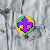 Badge Rond 7,6 Cm Mardi Gras | Boutons Fleur De Lis (En situation)