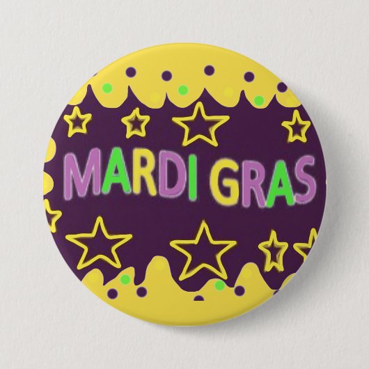 Badge Rond 7,6 Cm Mardi Gras coloré (Devant)
