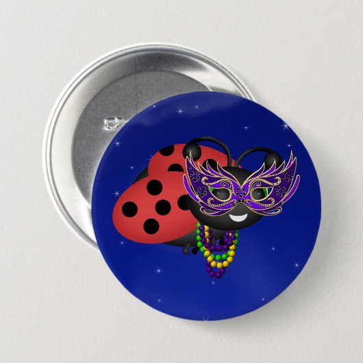 Badge Rond 7,6 Cm Mardi Gras Ladybug (Devant & derrière)