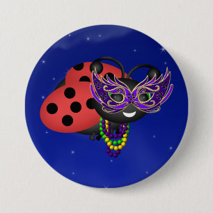 Badge Rond 7,6 Cm Mardi Gras Ladybug