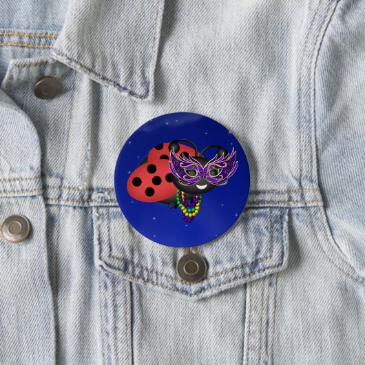 Badge Rond 7,6 Cm Mardi Gras Ladybug (En situation)