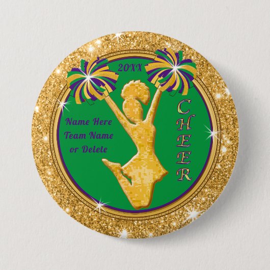 Badge Rond 7,6 Cm Mardi Gras Thématique, Fête Pom-pom girl, (Devant)